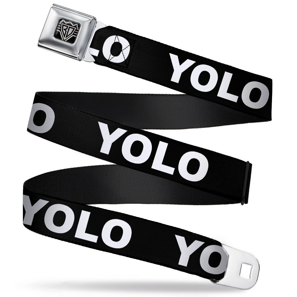 3008 Seatbelt Belt - YOLO Black/White - 1.5" Wide - 24-38 Inches in Length